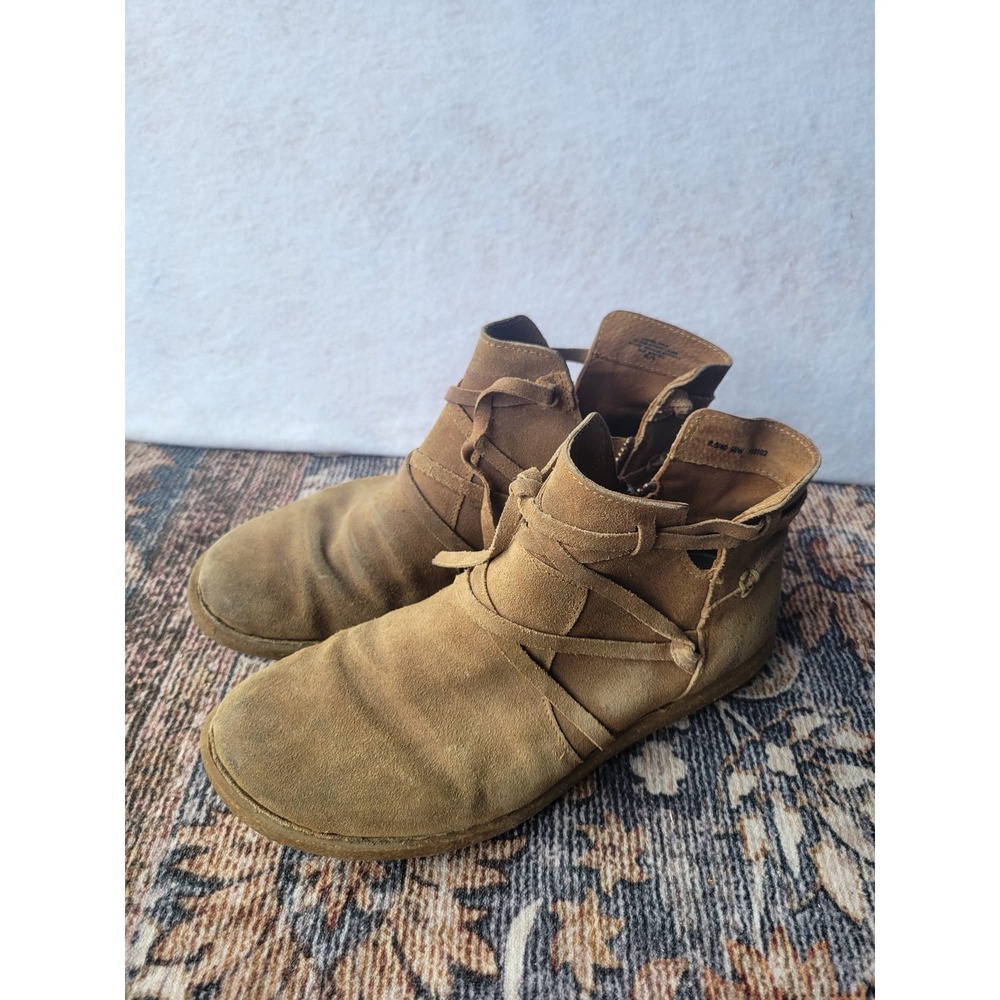 Born Tan Suede Lace Wrap Ankle Boots Brown F59102 Womens 8.5 Booties